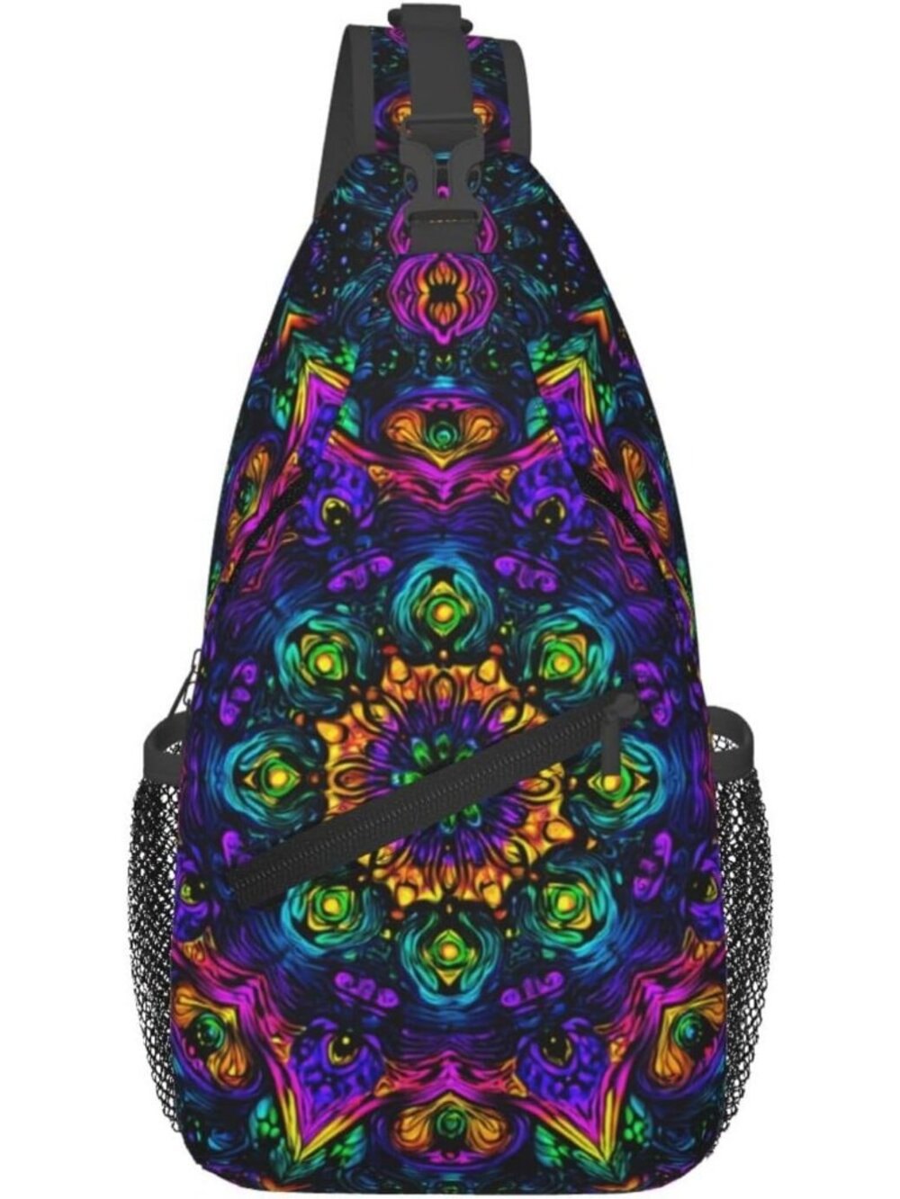 Unisex Psychadelic Halloween Travel Hiking Sling Backpack Casual Crossbody Bag